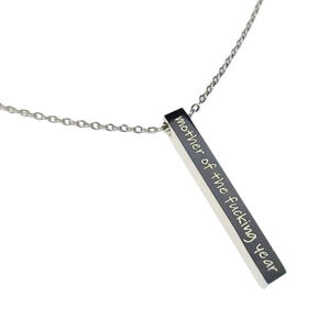 Mother of the F***ing Year Bar Necklace – Bold Mom Jewelry Gift, Stainless Steel